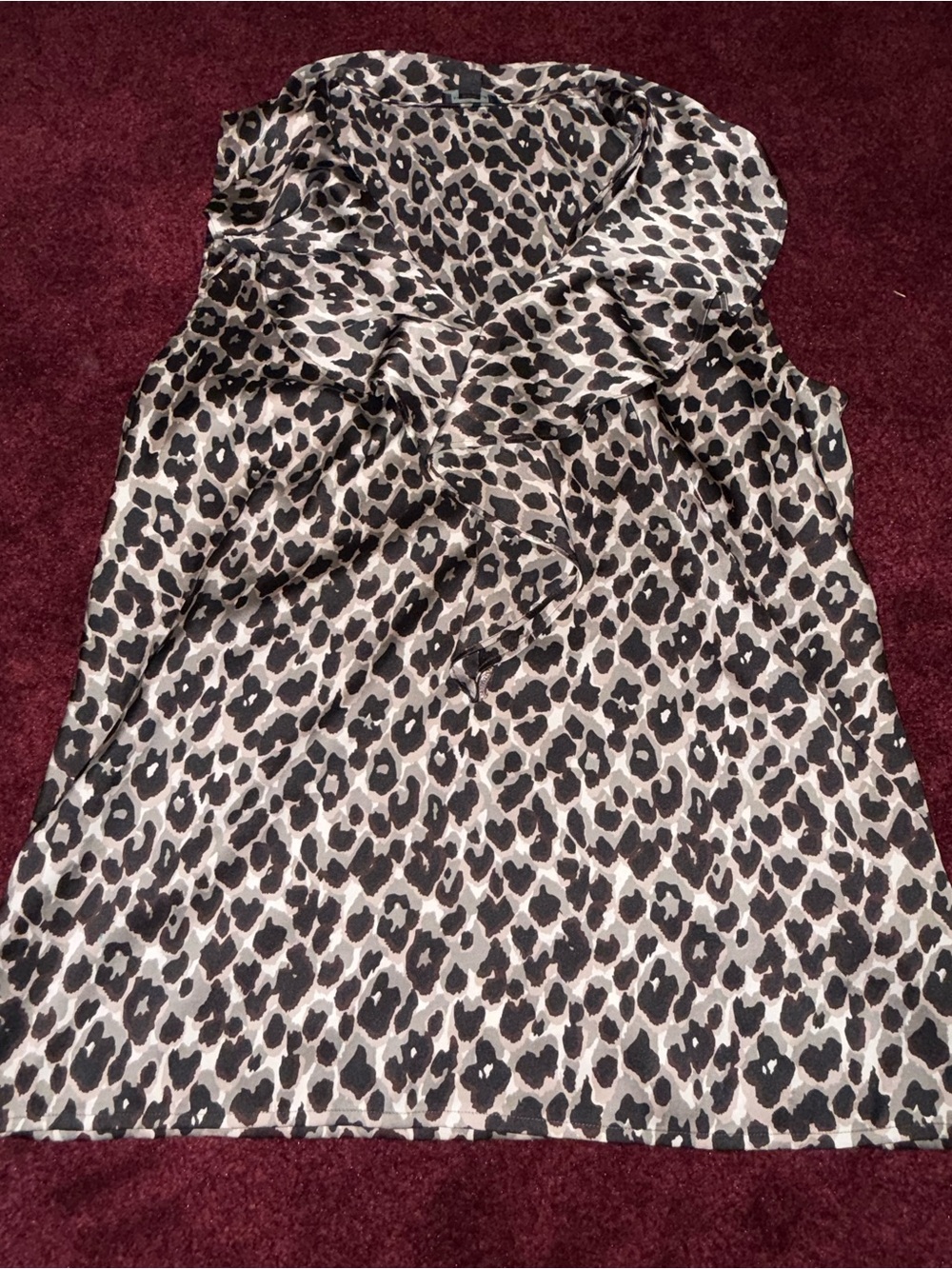 Ann Taylor animal print sleeveless dressy top ruffle size large L